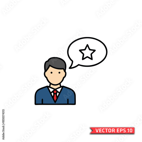 Businessman with Speech Bubble Icon, Professional, Communication, Opinion