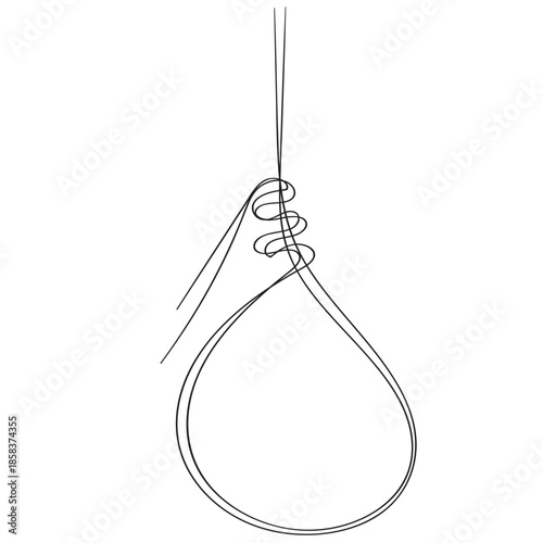  Hand drawn doodle continuous line gallows execution and punishment isolated on white background. Vector illustration.