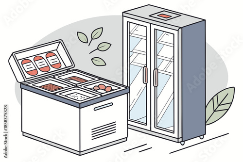 Frozen Food Storage Concept Illustration Flat Vec () SVG Cut File for Cricut