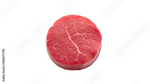 Картината върху платно Isolated cut of beef, close-up view showing intramuscular fat, perfect for grill