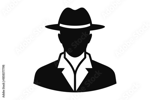 Man wearing a hat silhouette vector, man black symbol
