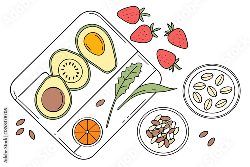 Raw Food Preparation Concept With Top View Angle   (9) Vector Illustration