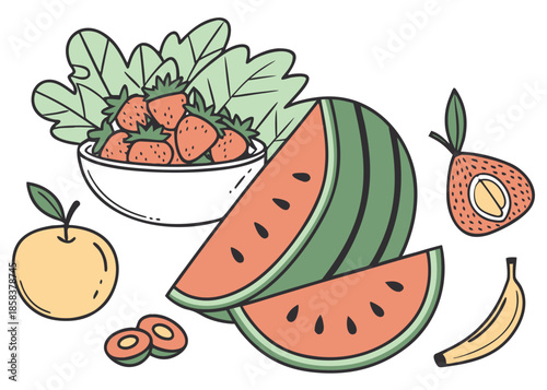 Clean Organic Food Illustration Using Soft Shadows (11) Vector Illustration