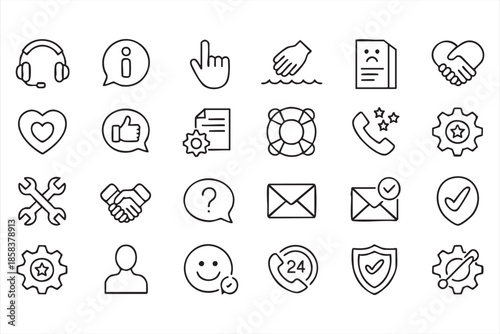 Customer Support UI Icons for Service, Feedback, and Help Desk Systems