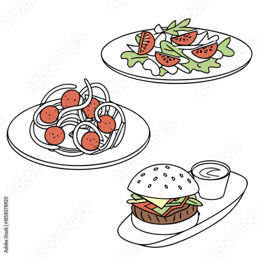 Minimal Food Plating Illustration  Clean Vector  W (6) Vector Illustration