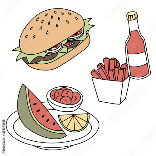Clean Food Flat Lay Composition  Flat Vector  Isol (5) Vector Illustration