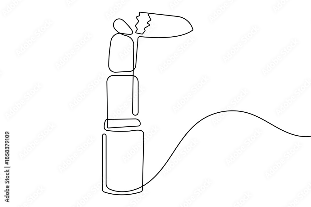 Obraz premium Lipstick icon continuous one line drawing and minimalist style isolated outline vector illustration