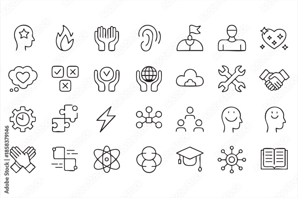 Fototapeta premium Empathy and Wellbeing UI Icons for Customer Experience and Support Apps