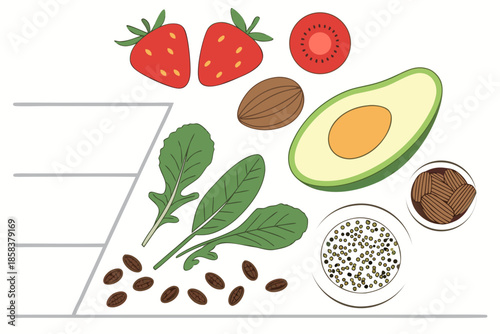 Healthy Eco Food Ingredients Layout  Clean Vector  (5) Vector Illustration