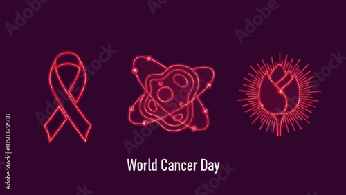 Cancer awareness symbols illustration for World Cancer Day event graphics
