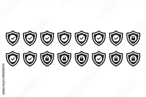 Data Protection Shield UI Icons for Compliance and Risk Management