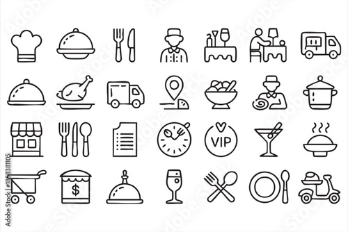 Restaurant Management UI Icons for Catering and Reservation Systems