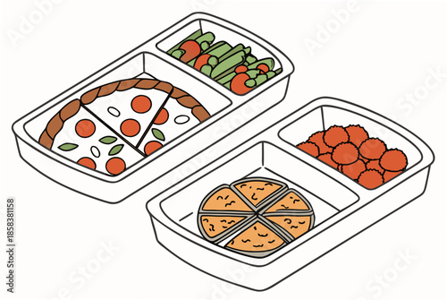Simple Frozen Food Assortment  Flat Vector  White  (5) Vector Illustration