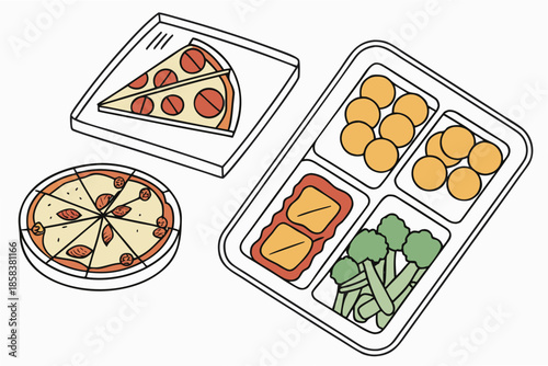 Frozen Food Flat Lay Concept  Clean Vector  White  (11) Vector Illustration
