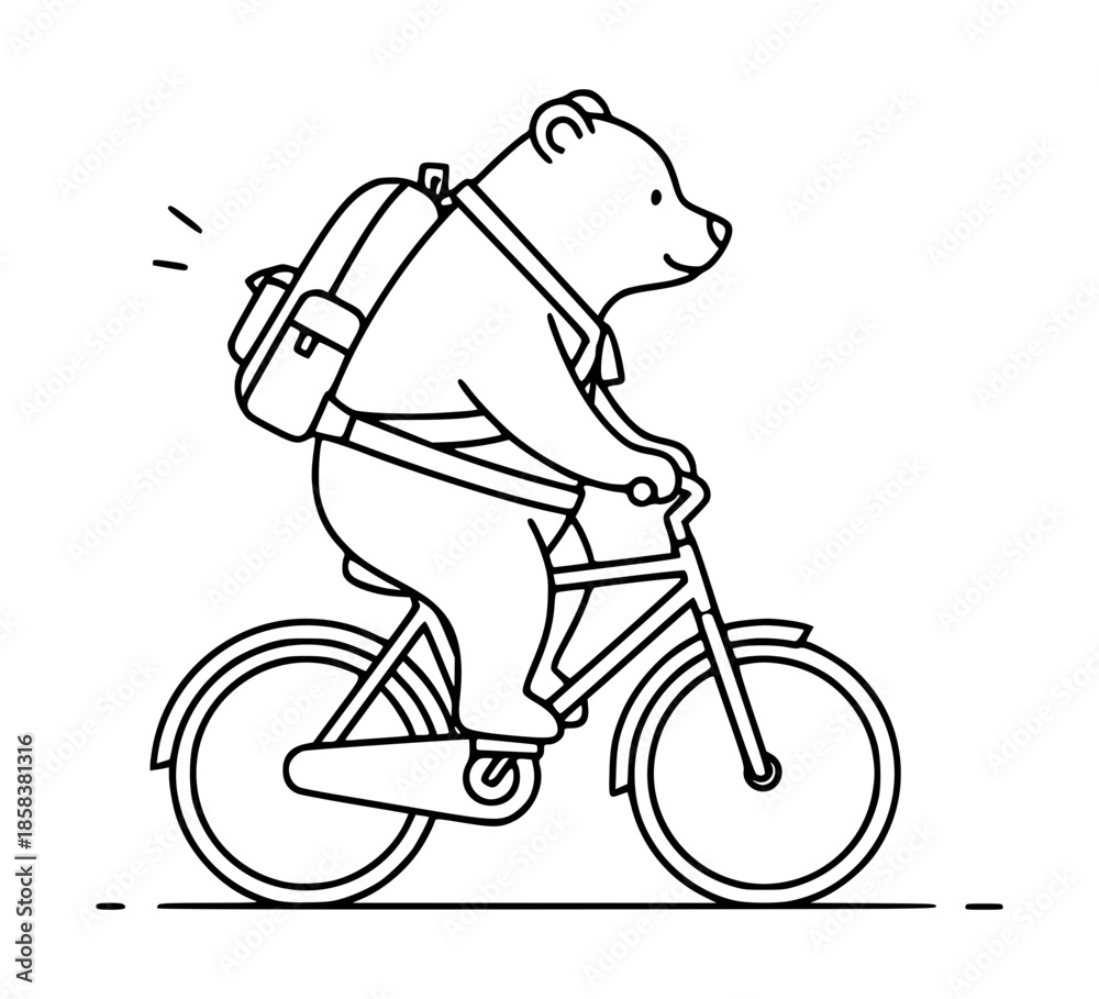 Naklejka premium Bear riding bicycle