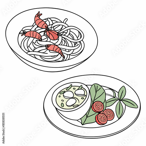 Minimal Food Plating Illustration  Clean Vector  W (11) Vector Illustration