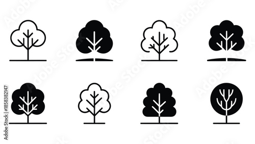  Paint brush icon set in filled and outline styles, minimal artist tool symbols for drawing and painting, modern creative brush illustrations isolated on white background