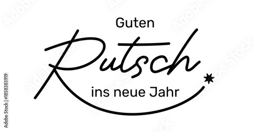 Guten Rutsch ins neue Jahr - deutscher Kartentext für Neujahrskarte, schwarz, Text Wolke Vektor Illustration