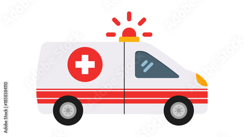 Ambulance icon. A flat design illustration of an ambulance vehicle, used for medical emergencies. vector illustration on white background
