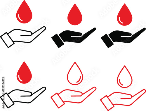 Droplets on hands in various colors black white