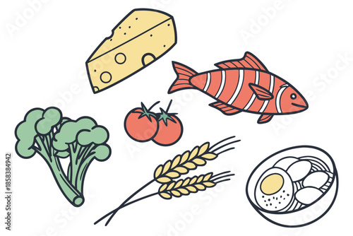 Clean Frozen Meal Ingredients  Minimal Vector  Iso (11) Vector Illustration