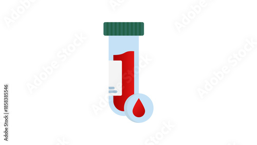 Blood Test icon. Illustration of blood sample tube for diagnostic, laboratory analysis, health care. Simple and modern flat design.