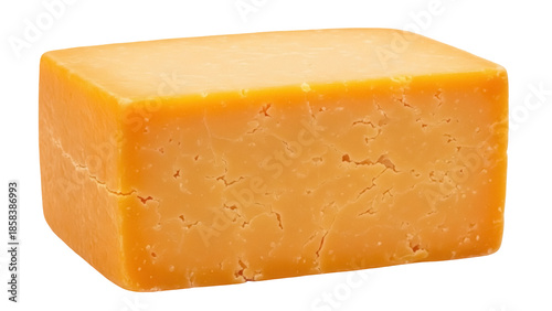 Photos Isolated block of cheddar cheese on display ready to eat, a dairy delicacy from