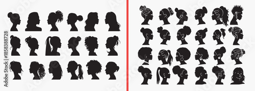 human head silhouettes vector, face profile clipart, people head svg, portrait outline illustration, human face graphics, black head silhouettes, profile vector art, character head design, face shape 