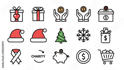 Collection of various charity and donation themed icons.