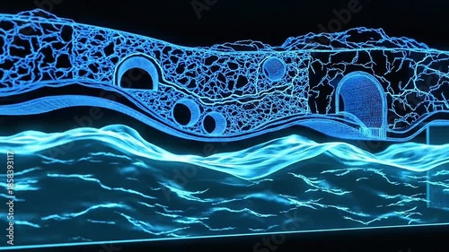 Abstract Art Installation, Modern Gallery, Nighttime