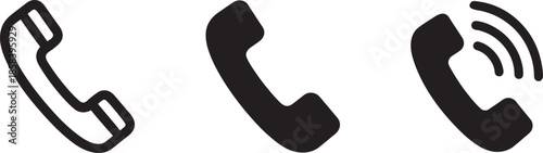 Phone icon set in clean silhouette style for mobile apps, web interface and UI design, EPS vector.