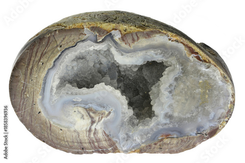 Canvastavla Dugway geode from Oregon, USA isolated on white background