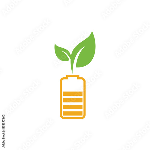 Leaf battery logo design vector icon.