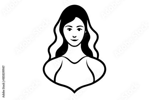 woman silhouette vector, female black symbol white background
