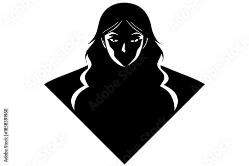 woman silhouette vector, female black symbol white background
