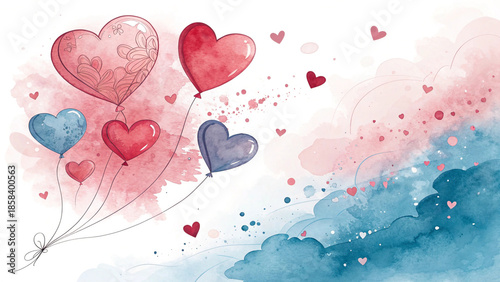 heart illustration, love heart for valentines day background - design banner