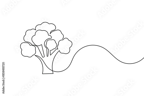 Healthy broccoli floret single continuous line art