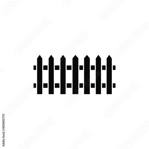 A black silhouette icon of a traditional picket fence on a white background