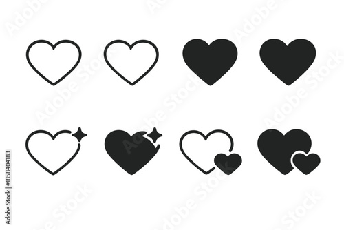 Heart icon set. containing love, romance, favorite, passion, affection, cupid, valentine, sweetheart, emotion and more.