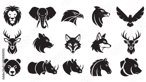 Collection of Various Black Animal Silhouettes for Design and Illustration