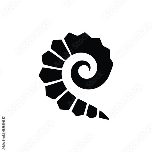 Minimalist Black Spiral Seashell Nautilus Logo Design