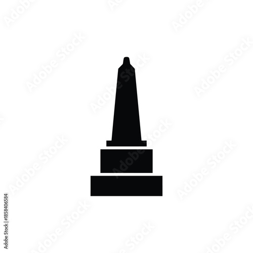 Simple black silhouette icon of a commemorative obelisk monument on a stepped base