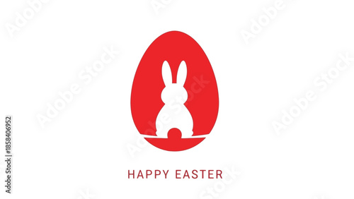 Easter egg with rabbit silhouette, Happy Easter greeting card design.