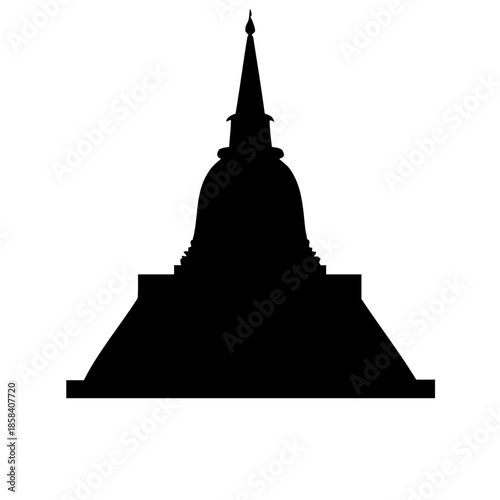 Traditional Buddhist Stupa Pagoda Silhouette Vector Icon for Spiritual Design