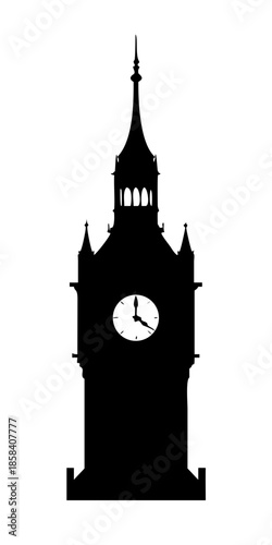 Big Ben London Clock Tower Silhouette Vector Illustration Icon