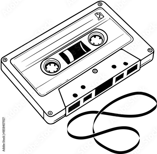 Cassette Tape Silhouette – Black and White Retro Audio Art