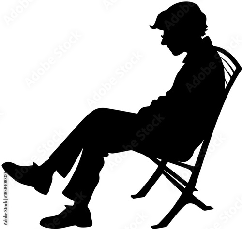 Seated Person Silhouette – Black and White Emotional Art