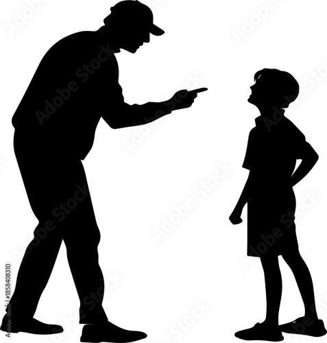 Adult and Child Silhouette – Black and White Parenting Scene
