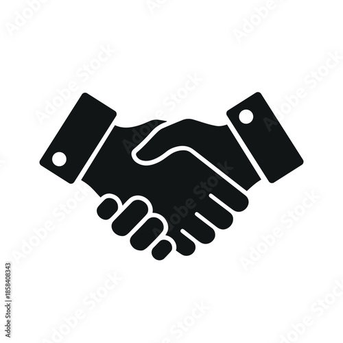 A handshake between two people in a business agreement silhouette