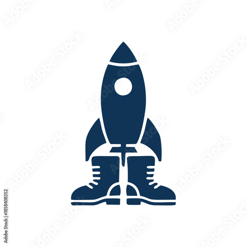 Rocket and Combat Boots Military Space Exploration Logo